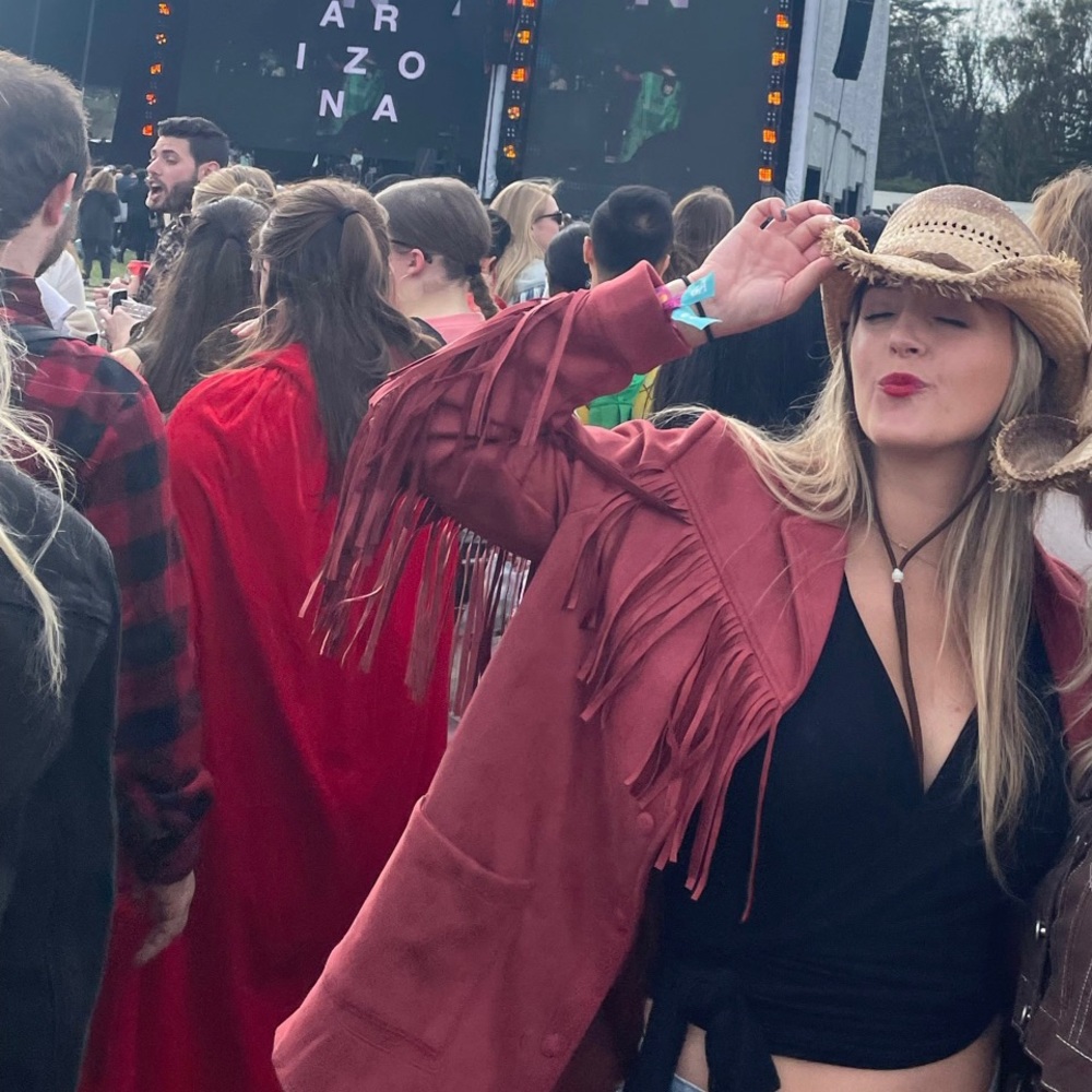 Suede pink fringe cowgirl jacket